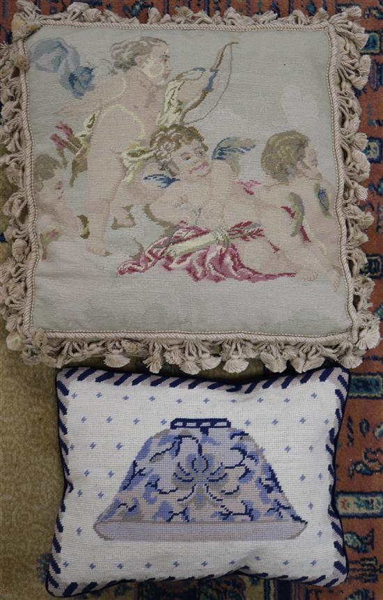 Two Chelsea textiles cushions with bag